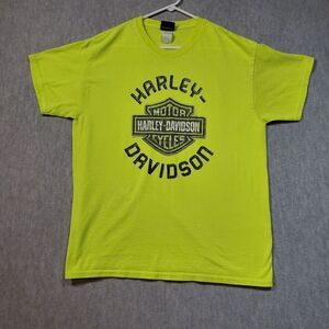 Harley Davidson Shirt Mens Large Yellow Denney's Springfield Missouri Pullover